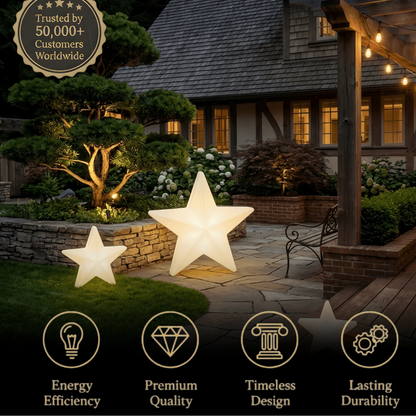 Vivara Modern Outdoor Path Lamp - White Acrylic Star Design Garden/Courtyard