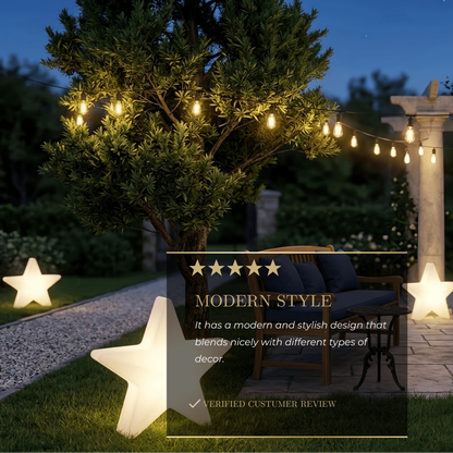Vivara Modern Outdoor Path Lamp - White Acrylic Star Design Garden/Courtyard