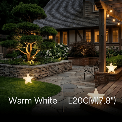 Vivara Modern Outdoor Path Lamp - White Acrylic Star Design Garden/Courtyard