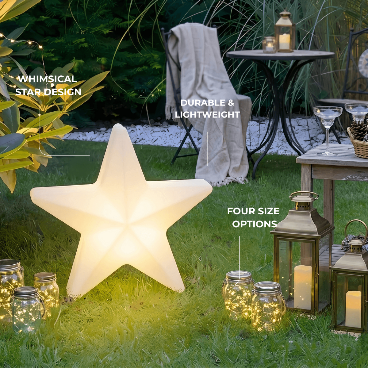Vivara Modern Outdoor Path Lamp - White Acrylic Star Design Garden/Courtyard