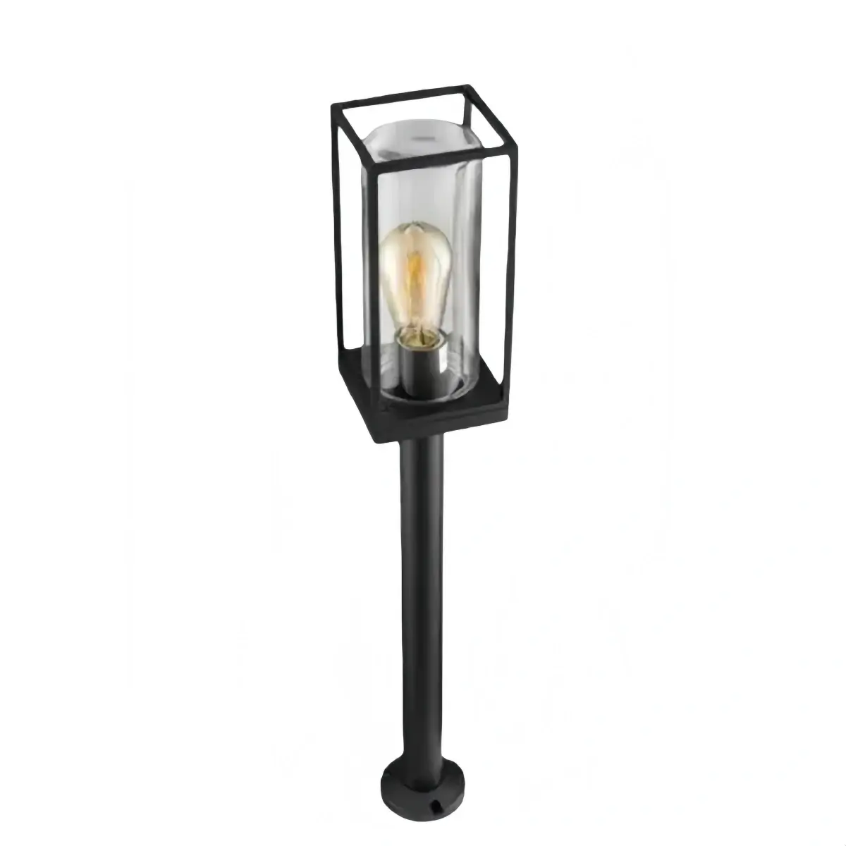 Nuvlight Modern Rectangular Outdoor Pathway Light - Black Metal for Courtyard