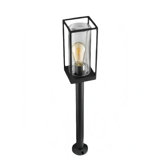 Nuvlight Modern Rectangular Outdoor Pathway Light - Black Metal for Courtyard