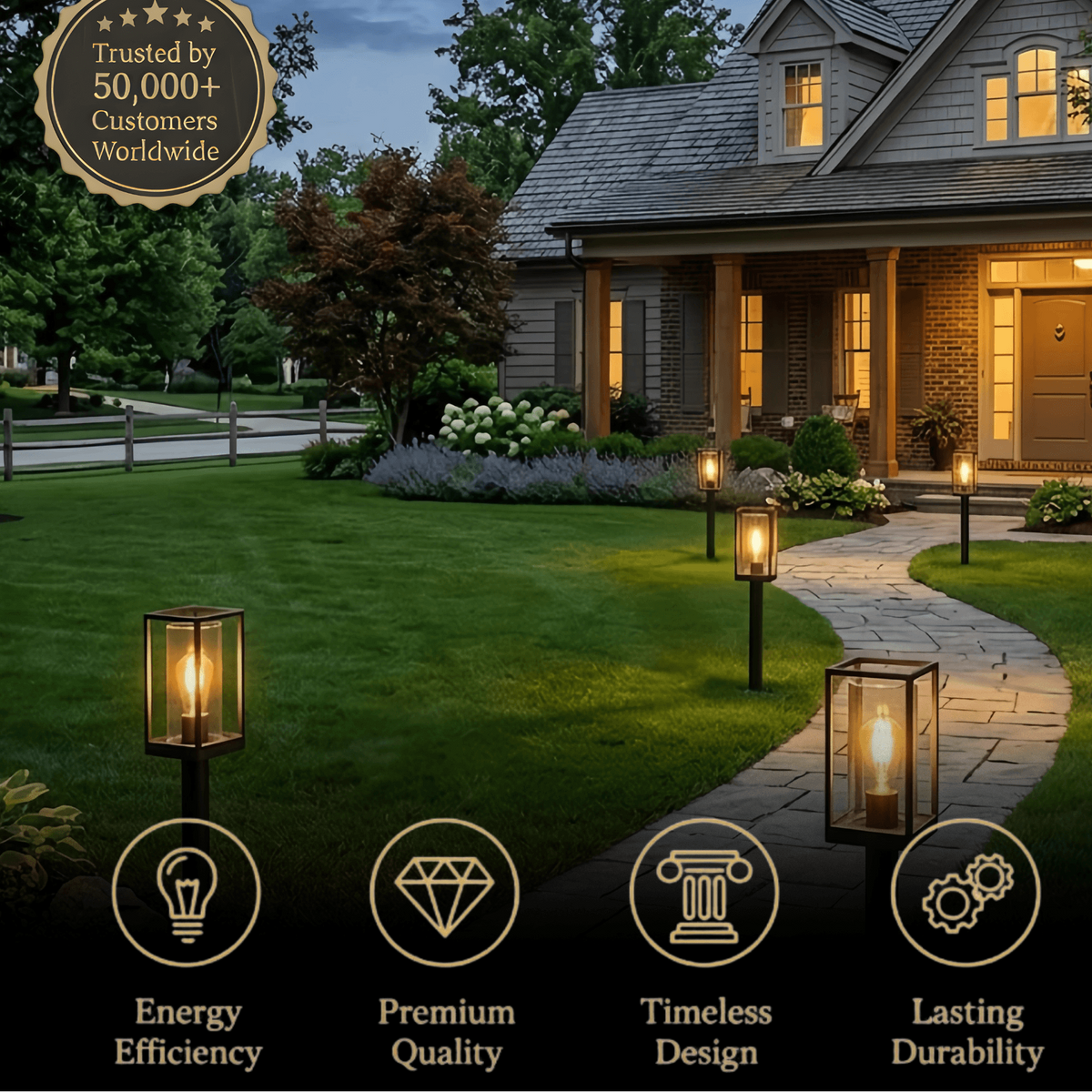 Irondale Industrial Modern Rectangular Outdoor Pathway Light - Black Metal for Courtyard