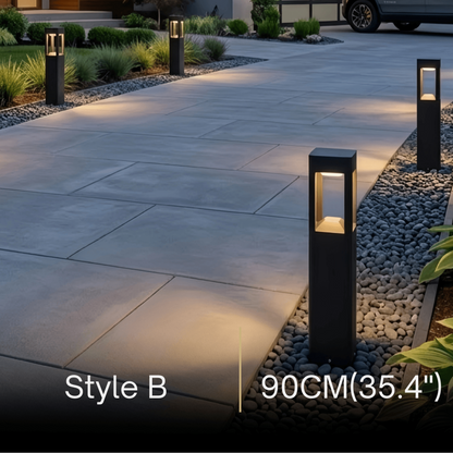 Irondale Industrial Outdoor Pathway Light - Black Metal & Acrylic Rectangle Design for Patio