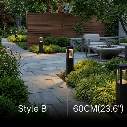 Irondale Industrial Outdoor Pathway Light - Black Metal & Acrylic Rectangle Design for Patio