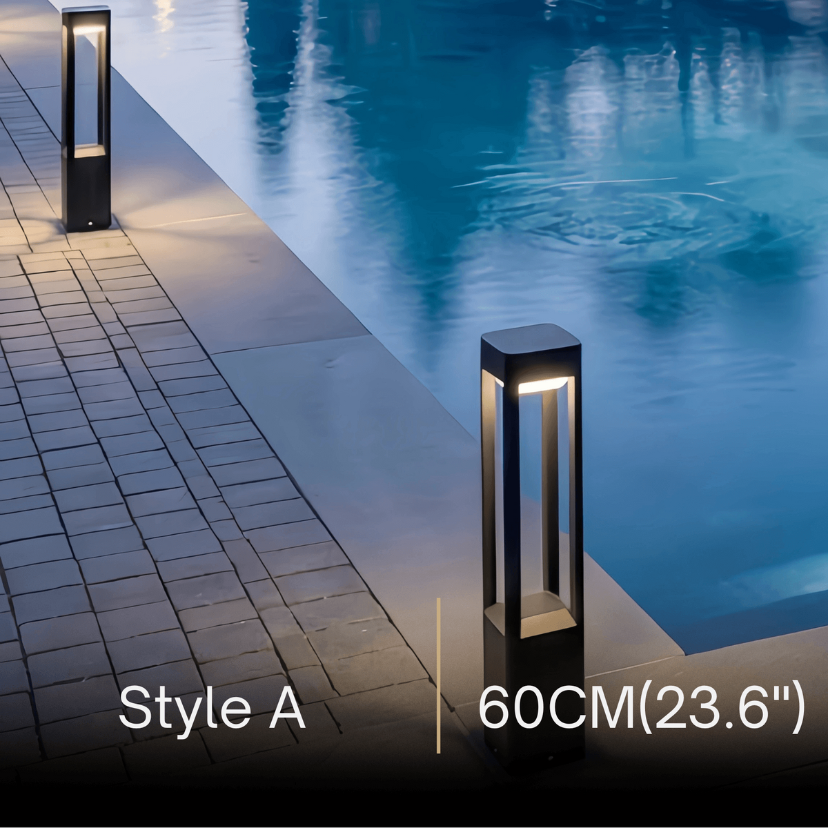 Irondale Industrial Outdoor Pathway Light - Black Metal & Acrylic Rectangle Design for Patio