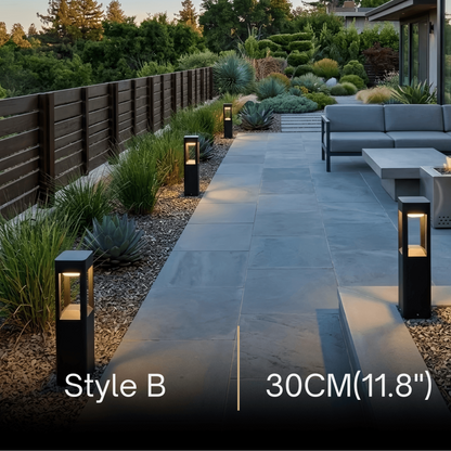 Irondale Industrial Outdoor Pathway Light - Black Metal & Acrylic Rectangle Design for Patio