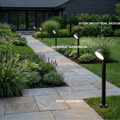 Irondale Industrial Outdoor Pathway Light - Black Metal Irregular Design for Patio