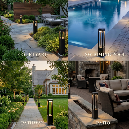 Irondale Industrial Outdoor Pathway Light - Black Metal & Acrylic Rectangle Design for Patio