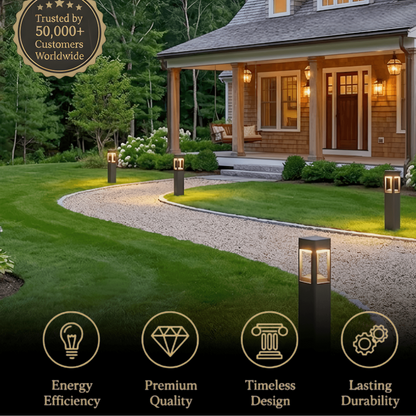 Irondale Industrial Outdoor Pathway Light - Black Metal & Acrylic Rectangle Design for Patio