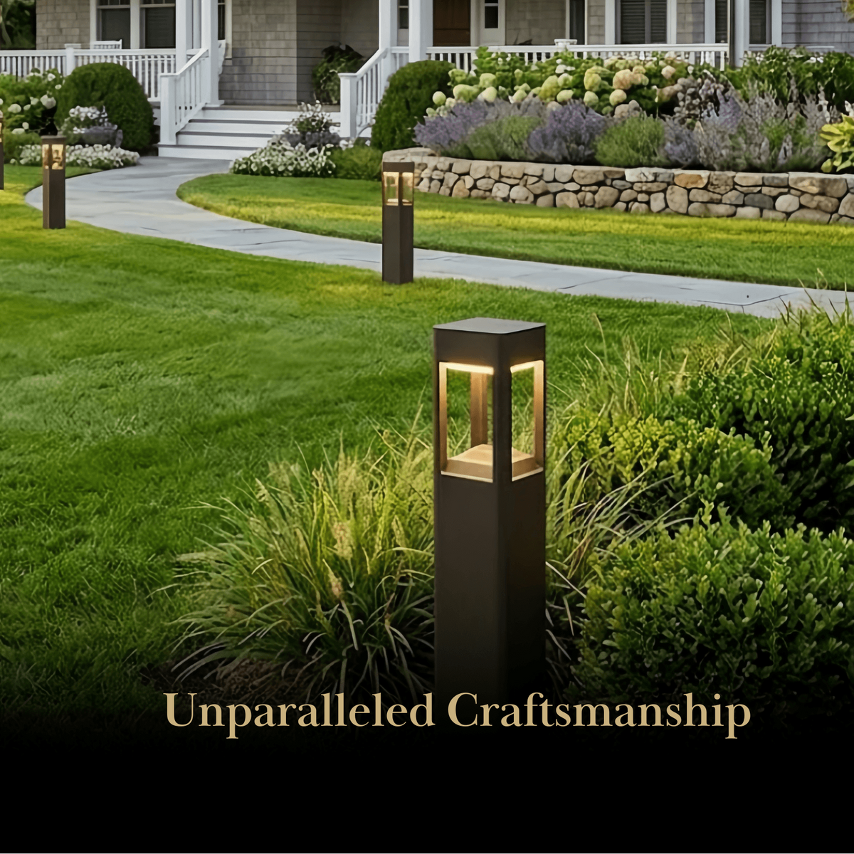 Irondale Industrial Outdoor Pathway Light - Black Metal & Acrylic Rectangle Design for Patio