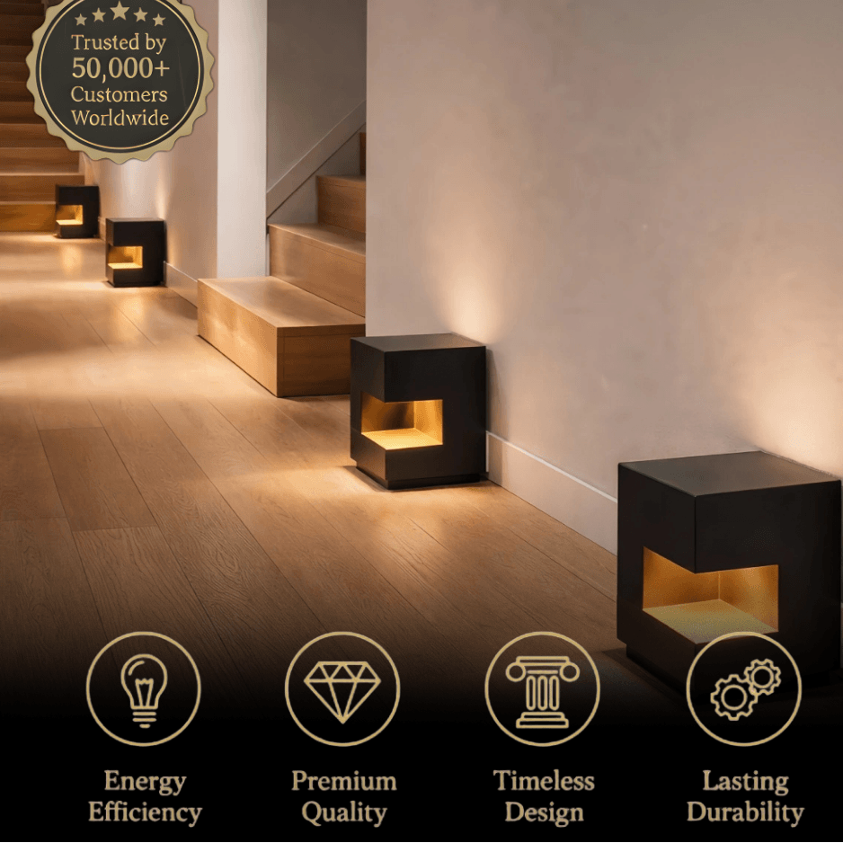 Arcato Modern Square Outdoor Pillar Light - Black Metal for Courtyard