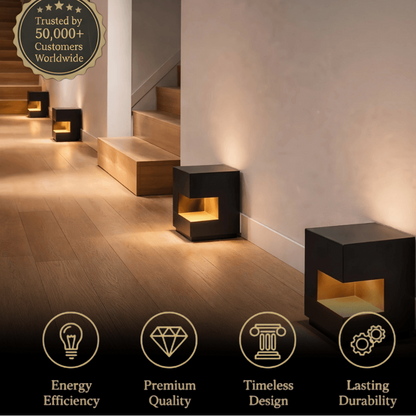 Arcato Modern Square Outdoor Pillar Light - Black Metal for Courtyard