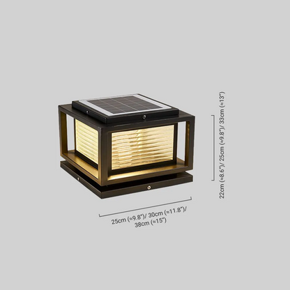 Arcato Modern LED Outdoor Pillar Lights - Black Metal/Glass Solar Rectangular Garden