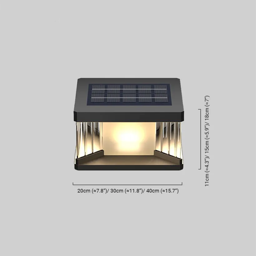 Arcato Modern Outdoor Solar Pillar/Pathway Lights - Black Metal/Acrylic Rectangular