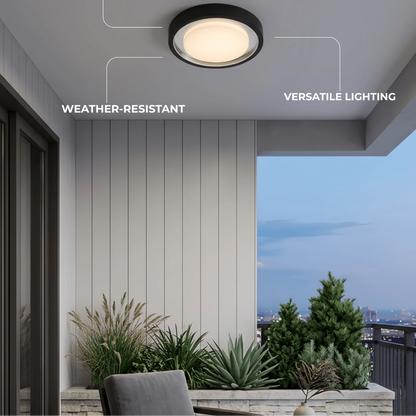 Embrace Modern Outdoor Wall Lamp - Black Metal & Acrylic Round Design for Garden