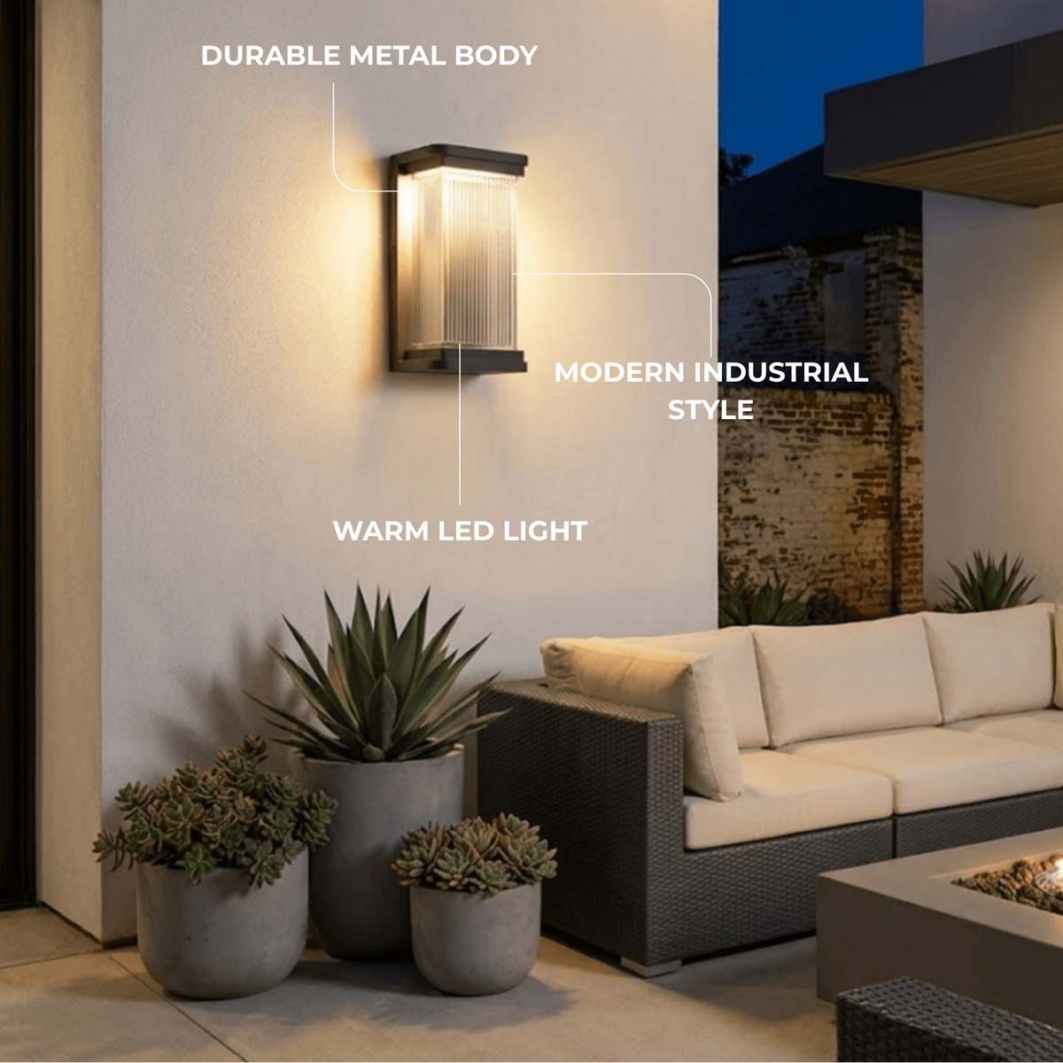 Irondale Industrial Outdoor Wall Lamp - Black Metal Rectangular Design for Garden