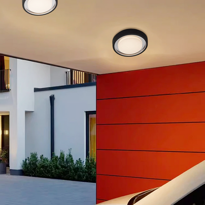 Embrace Modern Outdoor Wall Lamp - Black Metal & Acrylic Round Design for Garden