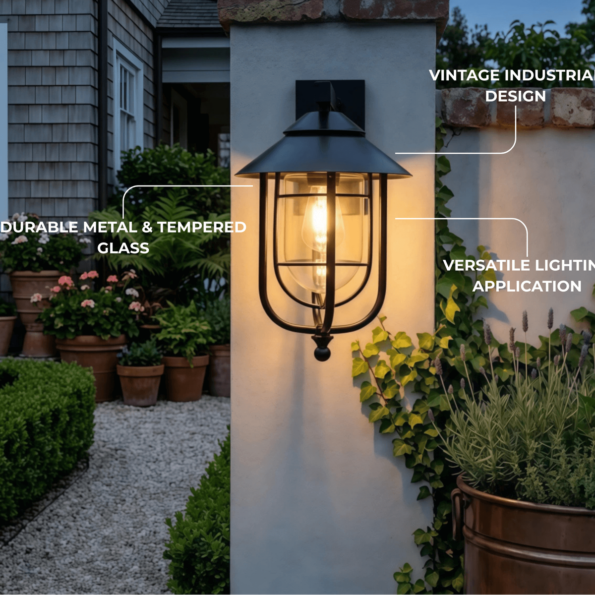 Irondale Industrial Outdoor Wall Lamp - Waterproof light for Garden