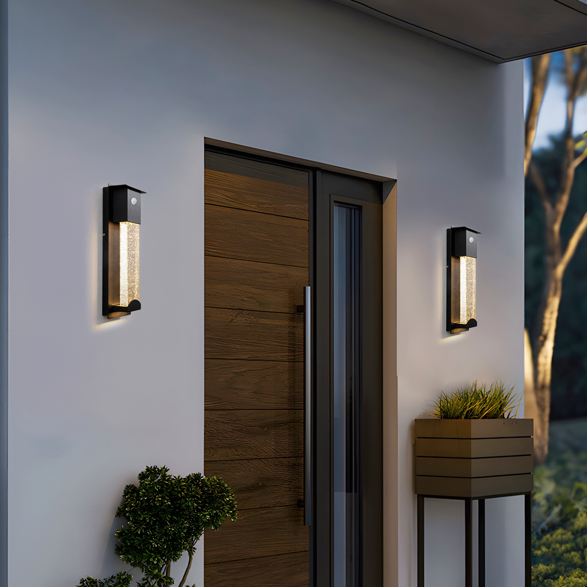 Arcato Modern Rectangle Outdoor Wall Lamp - Black Metal/Acrylic for Patio