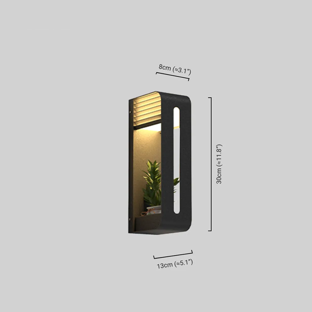 Arcato Modern Rectangular Outdoor Wall Sconce - Black Metal/Acrylic for Courtyard