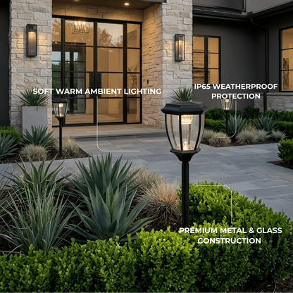 Irondale Industrial Outdoor Pathway Lights - Black Metal Irregular Design for Garden