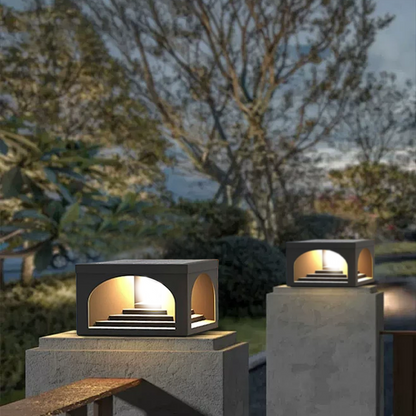 Arcato Minimalist Pier-Mount Pillar Light - Black Metal for Outdoor