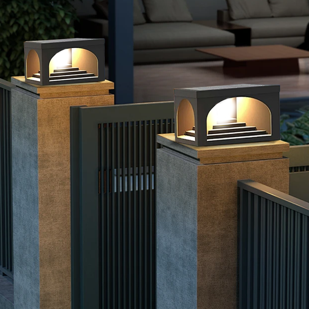 Arcato Minimalist Pier-Mount Pillar Light - Black Metal for Outdoor