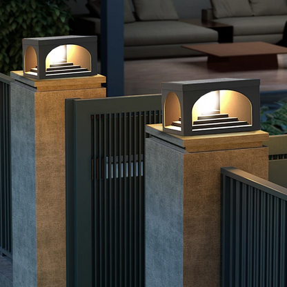 Arcato Minimalist Pier-Mount Pillar Light - Black Metal for Outdoor
