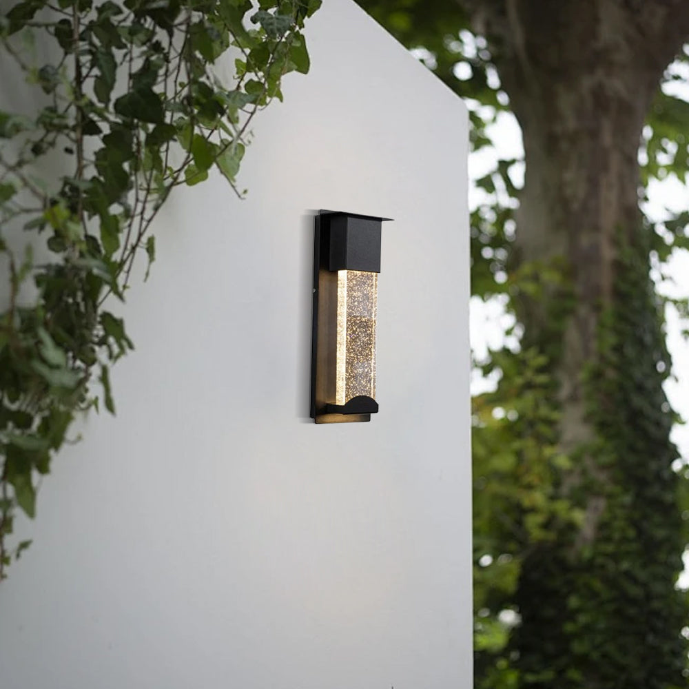 Arcato Modern Rectangle Outdoor Wall Lamp - Black Metal/Acrylic for Patio