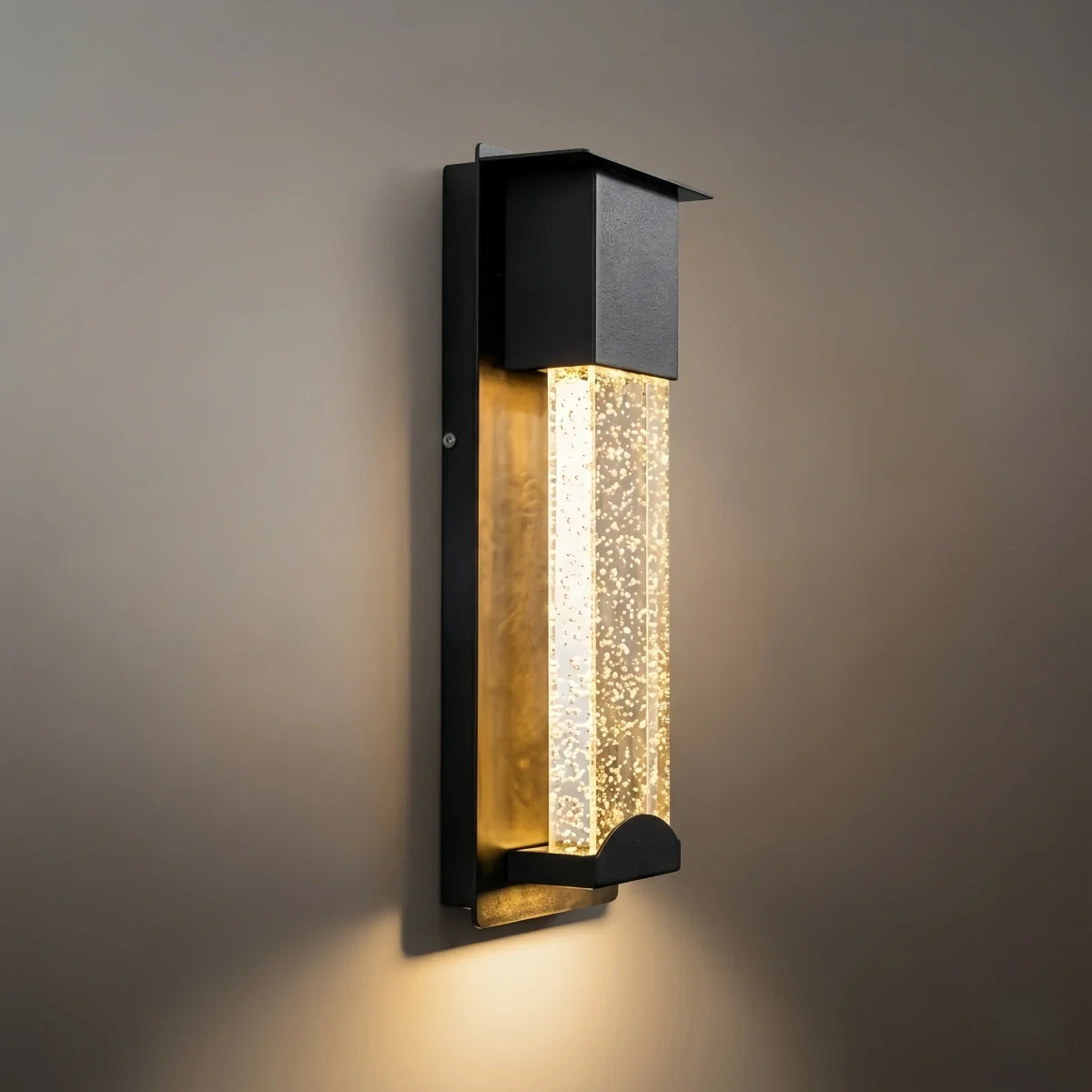 Arcato Modern Rectangle Outdoor Wall Lamp - Black Metal/Acrylic for Patio