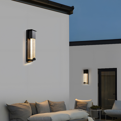 Arcato Modern Rectangle Outdoor Wall Lamp - Black Metal/Acrylic for Patio