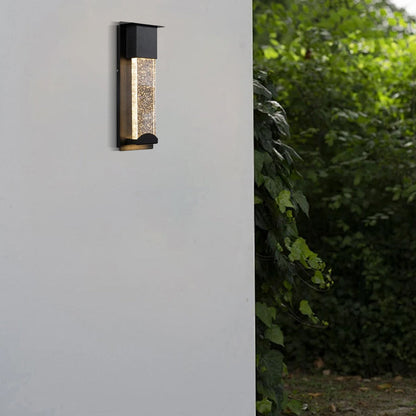 Arcato Modern Rectangle Outdoor Wall Lamp - Black Metal/Acrylic for Patio