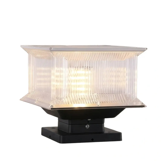 Nuvlight Modern Rectangular LED Outdoor Pillar Light – Solar Metal & Acrylic Garden