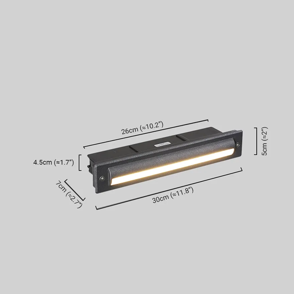 Arcato Modern Rectangular Outdoor Deck Step Light - Black Metal/Acrylic for Staircase