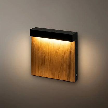Irondale Modern Rectangular Outdoor Pathway Light - Natural Wood/Metal for Lawn