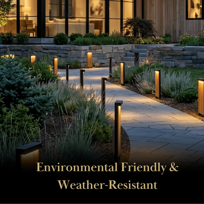 Irondale Modern Rectangular Outdoor Pathway Light - Natural Wood/Metal for Lawn