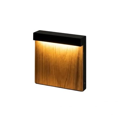Irondale Modern Rectangular Outdoor Pathway Light - Natural Wood/Metal for Lawn