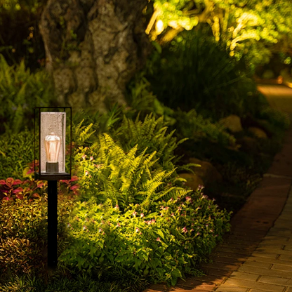 Irondale Industrial Modern Rectangular Outdoor Pathway Light - Black Metal for Courtyard