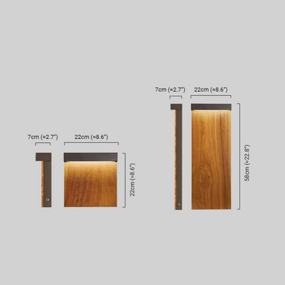 Irondale Modern Rectangular Outdoor Pathway Light - Natural Wood/Metal for Lawn