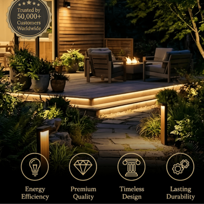 Irondale Modern Rectangular Outdoor Pathway Light - Natural Wood/Metal for Lawn