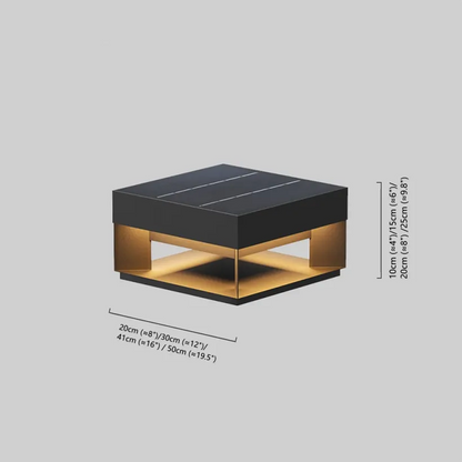 Arcato Modern Rectangular Solar Outdoor Pillar Light - Black Metal for Garden