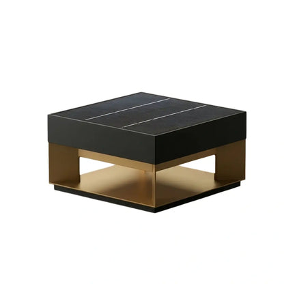 Arcato Modern Rectangular Solar Outdoor Pillar Light - Black Metal for Garden