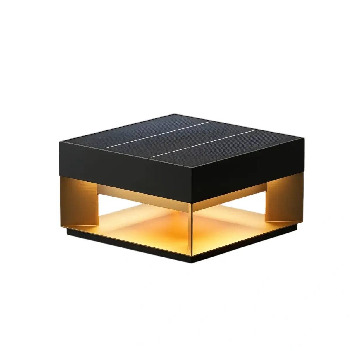 Arcato Modern Rectangular Solar Outdoor Pillar Light - Black Metal for Garden