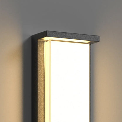 Irondale Modern Rectangular Outdoor Wall Lamp – Black Metal/Acrylic for Garden