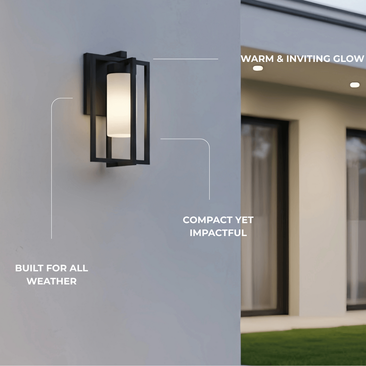 Arcato Modern Rectangular Outdoor Wall Sconce - Black Metal for Courtyard