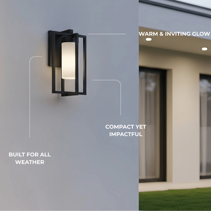 Arcato Modern Rectangular Outdoor Wall Sconce - Black Metal for Courtyard