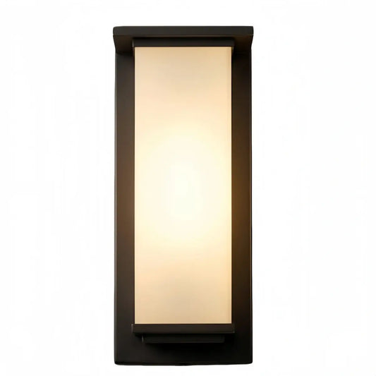 Nuvlight Modern Rectangular Outdoor Wall Lamp - Black Metal/Acrylic for Patio