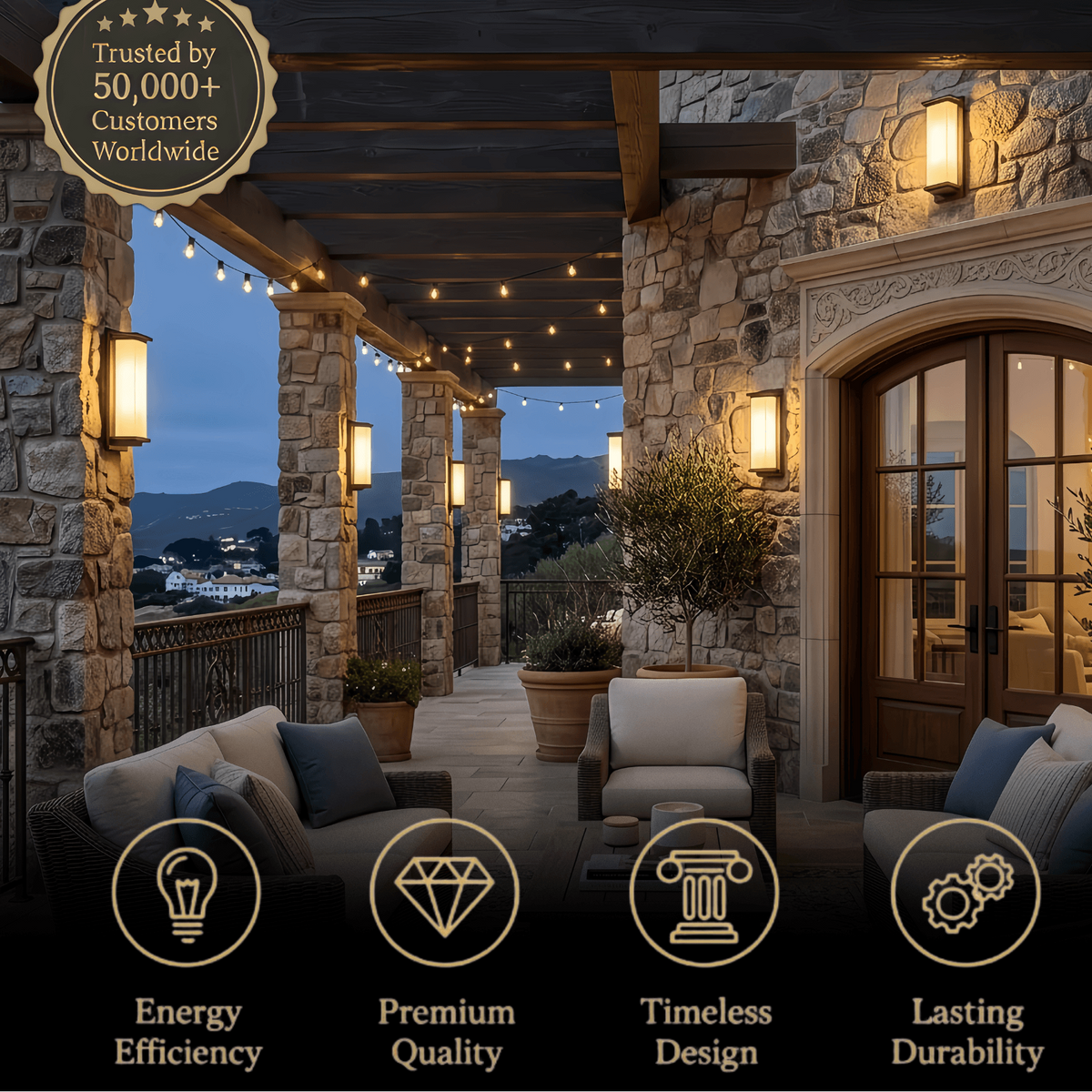 Arcato Modern Rectangular Outdoor Wall Lamp - Black Metal/Acrylic for Patio