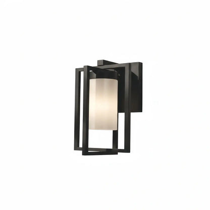 Arcato Modern Rectangular Outdoor Wall Sconce - Black Metal for Courtyard